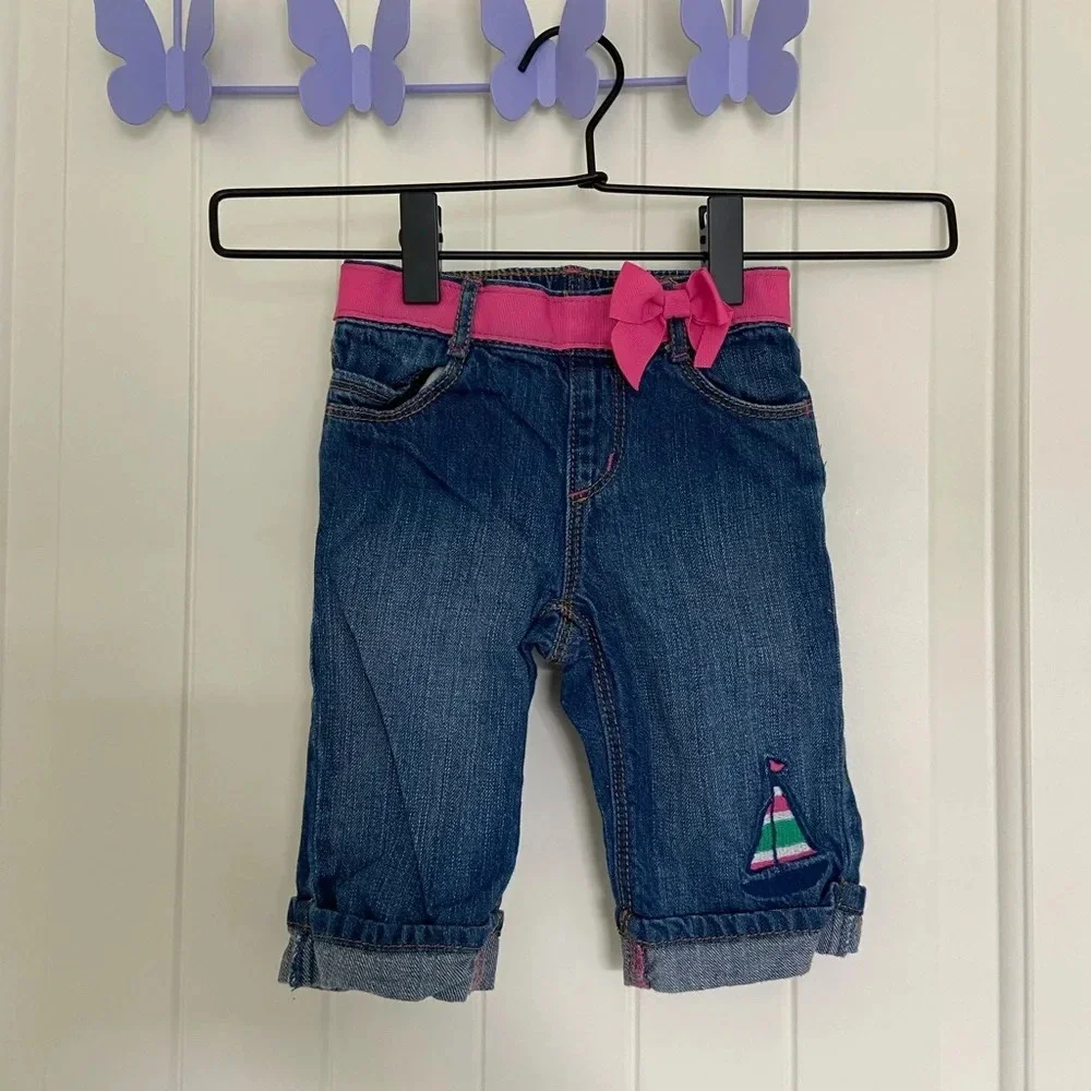 Gymboree baby girl’s sailboat patch cuffed jeans‎ — 12-18 months